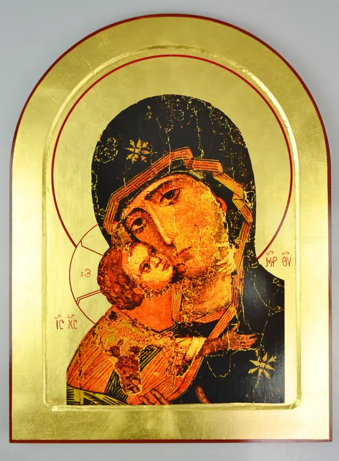 Grote Byzantijnse Afgeronde Icoon - Maria met Kind - 40cm (pic 2)
