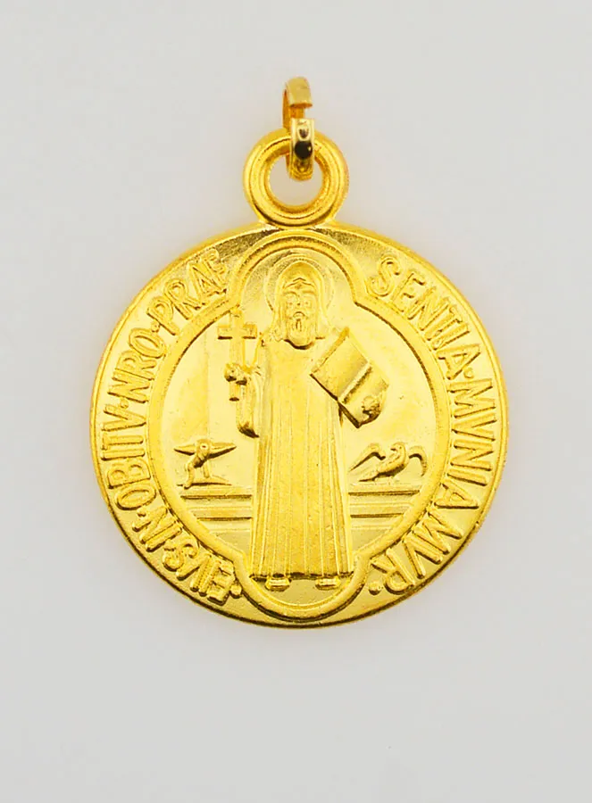 Medaille Heilige Benedictus - Goudkleurig Metaal - 22mm (pic 3)