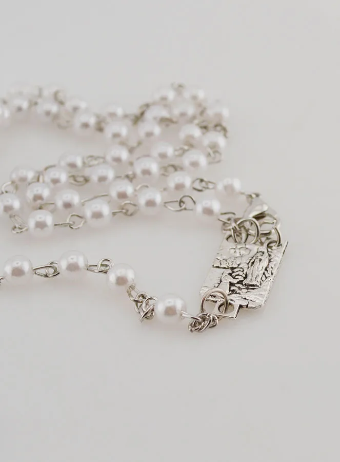 Rozenkrans Wit Parelmoer Geschenk Doosje - 40 cm (pic 4)