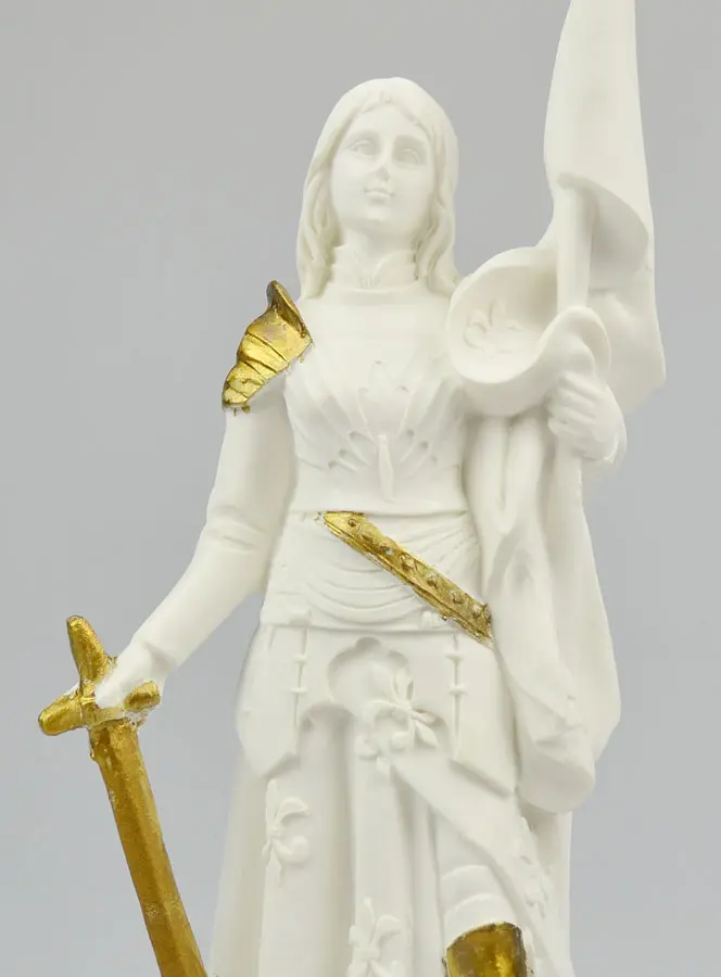 Albast Beeld Jeanne d'Arc met Gouden Randen - 22cm (pic 3)
