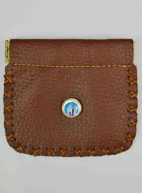 Portemonnee met Medaille Maria Wonderdadige - Bruin Leer (pic 1)
