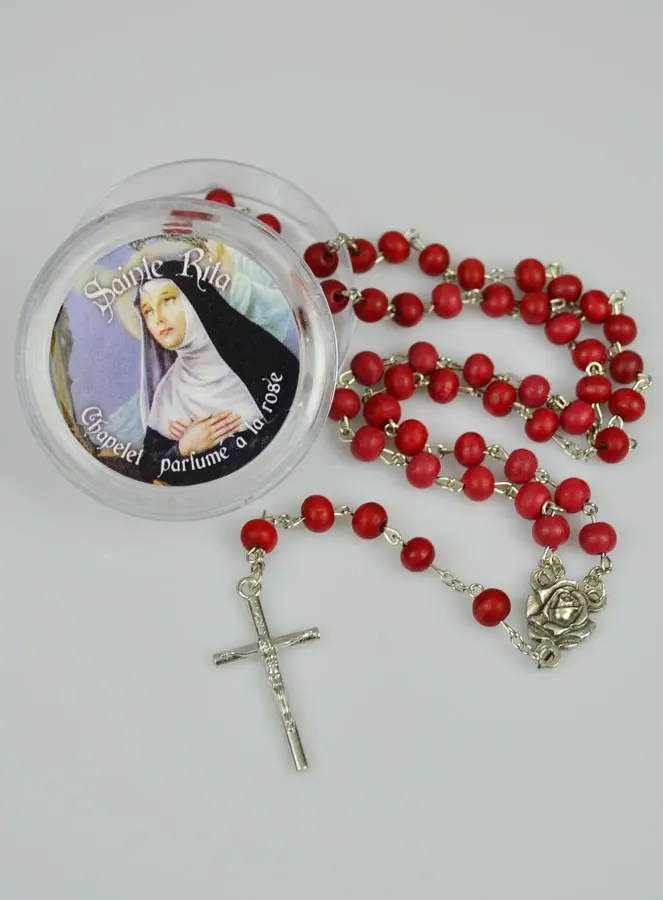 Lourdes Rozenkrans Rozenhout - Medaille Heilige Rita (pic 2)