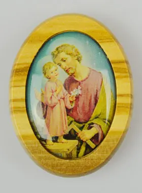 Auto Badge Heilige Jozef van Olijfhout 4cm (pic 1)
