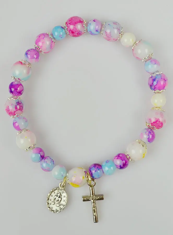 Religieuze Armband Tientje Roze Murano Kralen (pic 2)