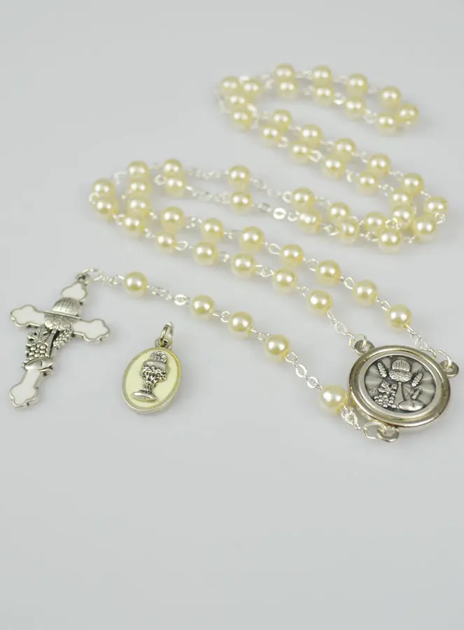 Eerste Communie Set Rozenkrans + Medaille Heilige Michaël - Zilverkleurig (pic 2)