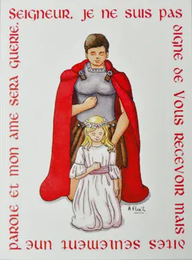 Eerste Communiekaart - Ik ben niet waardig om U te ontvangen - voor Meisje (pic 1)