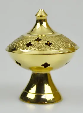 Gegraveerde Wierookbrander van Messing - 9cm (pic 1)