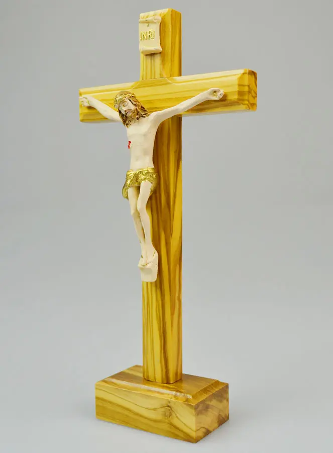 Houten Kruisbeeld op Voet en Christus - 17 cm (pic 3)