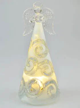 Glazen Kerstengel met verlichting 15cm - Arabesken (pic 1)
