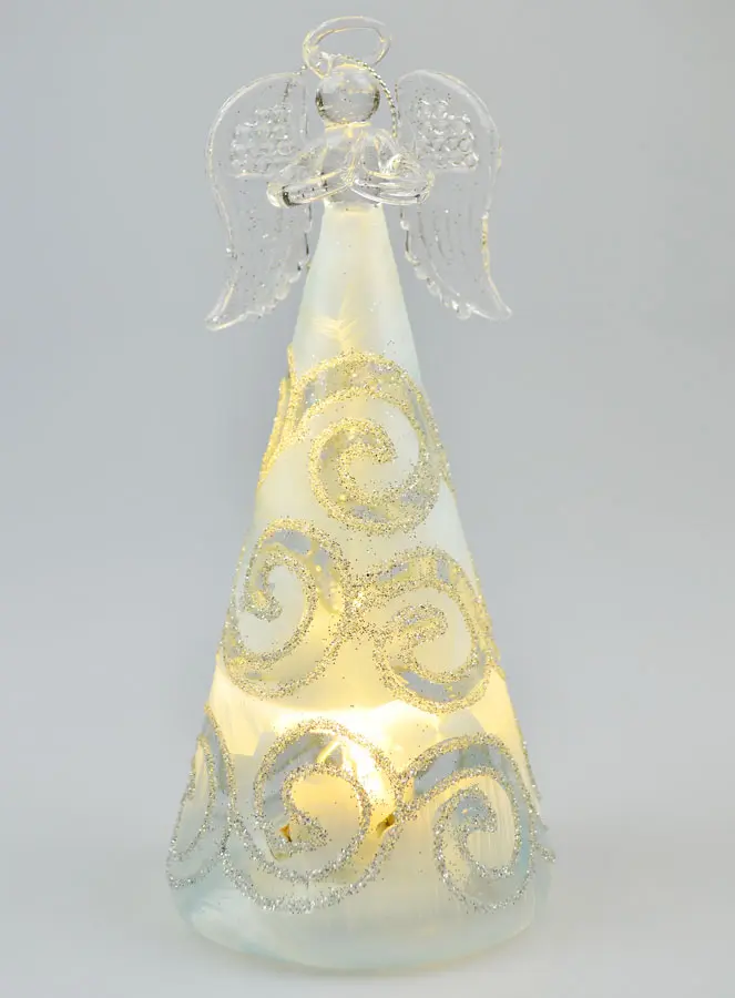 Glazen Kerstengel met verlichting 15cm - Arabesken (pic 2)