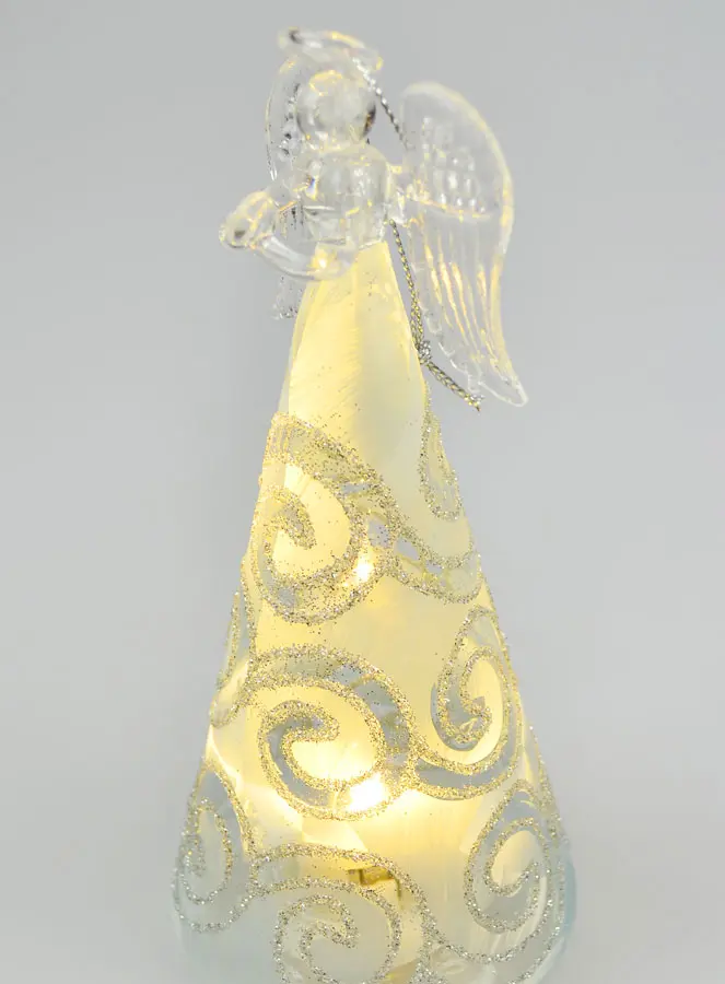 Glazen Kerstengel met verlichting 15cm - Arabesken (pic 3)