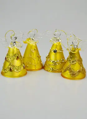 4 Glazen Engelen met Gouden Jurk - Kerstversiering (pic 1)