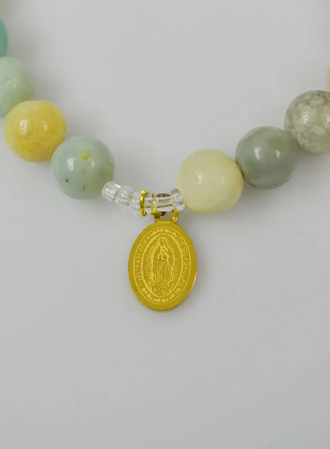 Religieuze Armband Amazoniet Edelstenen - OLV van Guadalupe en Heilige Geest (pic 3)
