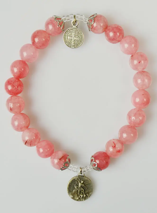 Religieuze Armband Agaat Edelstenen - St Benedictus en St Michaël (pic 2)