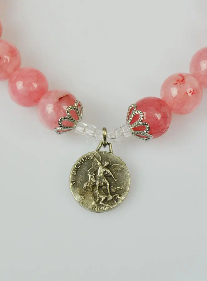 Religieuze Armband Agaat Edelstenen - St Benedictus en St Michaël (pic 3)
