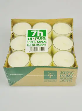Set van 18 Biologische Waxinelichtjes 100% Natuurlijk - 7 Uur (pic 1)