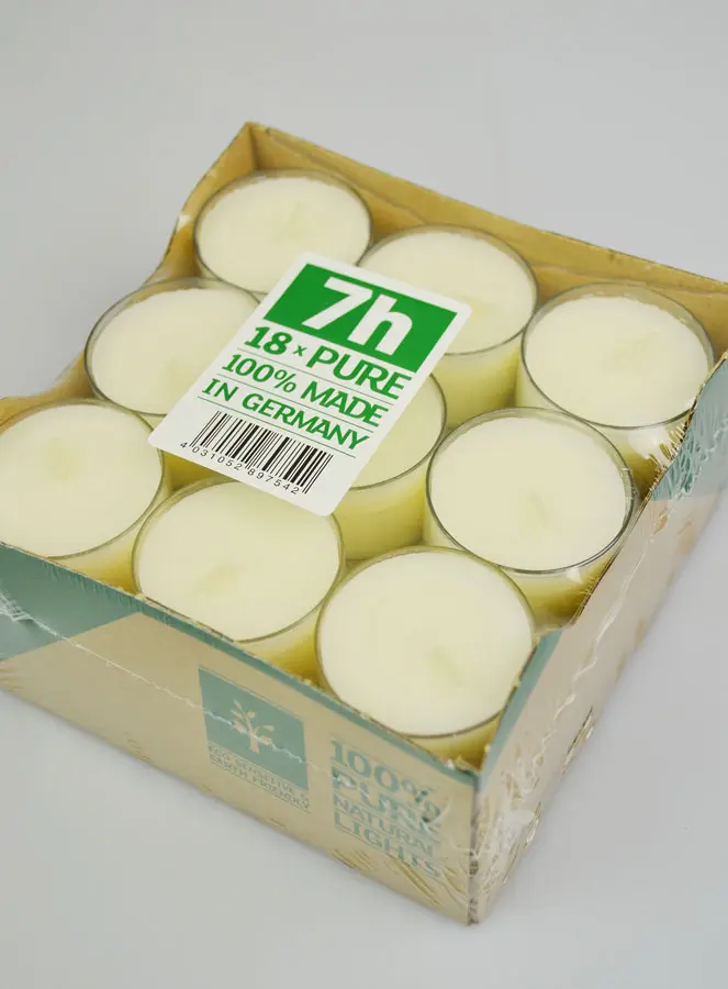 Set van 18 Biologische Waxinelichtjes 100% Natuurlijk - 7 Uur (pic 3)