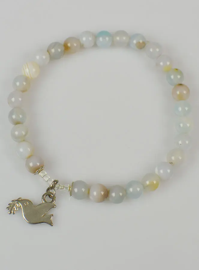 Religieuze Armband van Aquamarijn Natuursteen en Heilige Geest (pic 2)
