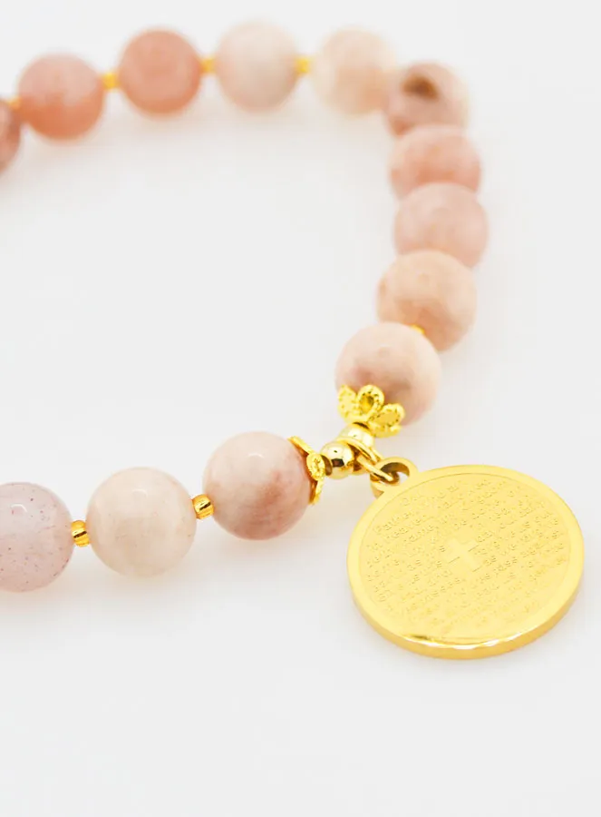 Religieuze Armband Zonnesteen - Onze Vader en Kruis (pic 4)