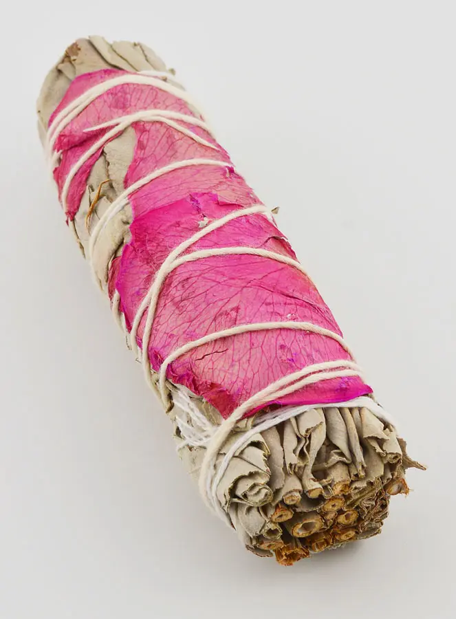 Smudge Stick Witte Salie en Rozenblaadjes (pic 2)