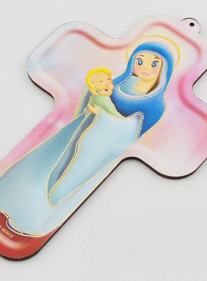 Houten Kruis voor Kinderen - Maria en Kind (pic 3)