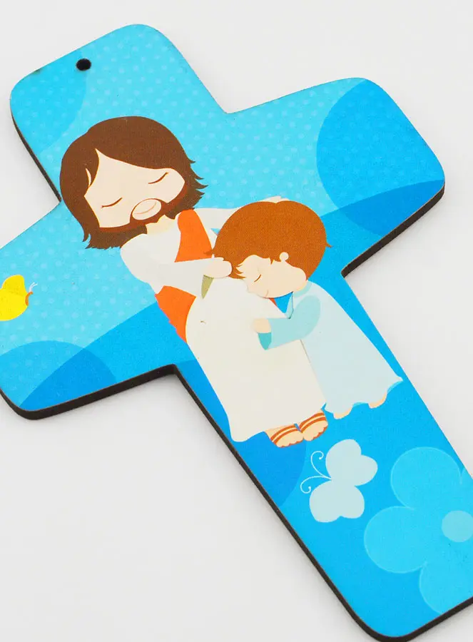 Kinderkruis Jezus Christus Zegening en Kind - Blauw (pic 2)