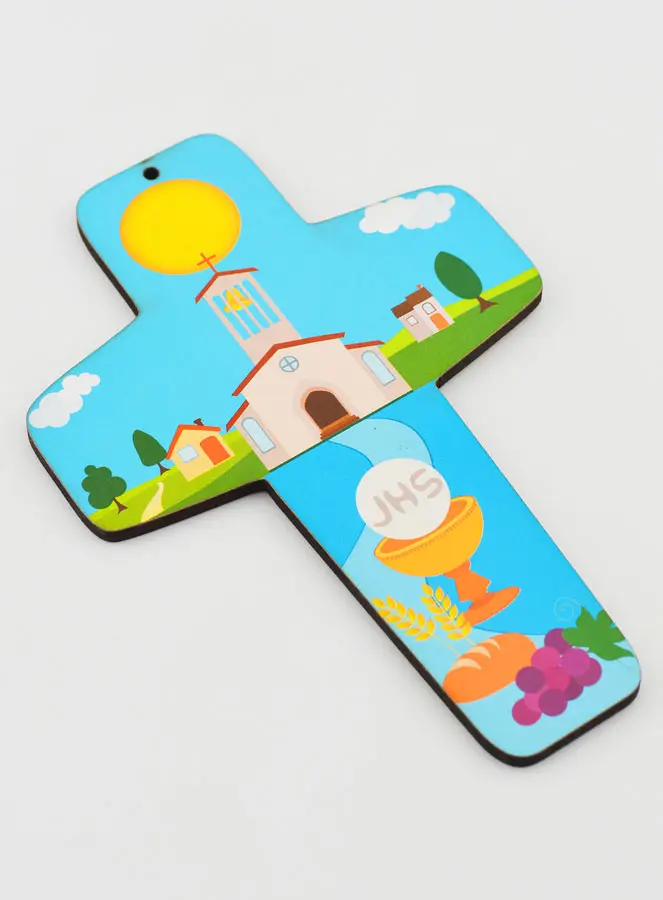 Communie Geschenk - Houten Kruis Kelk en Kerk (pic 2)