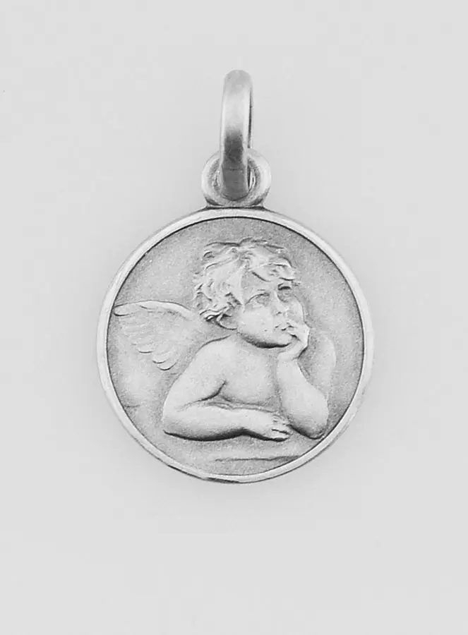 Zilveren Doop Medaille 12mm - Bescherm Engel (pic 1)