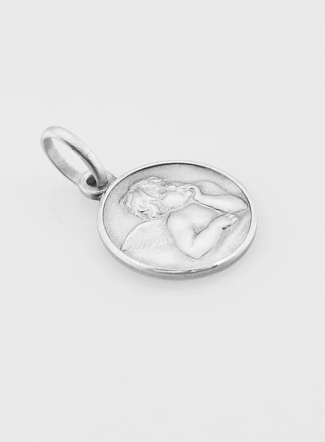 Zilveren Doop Medaille 12mm - Bescherm Engel (pic 2)