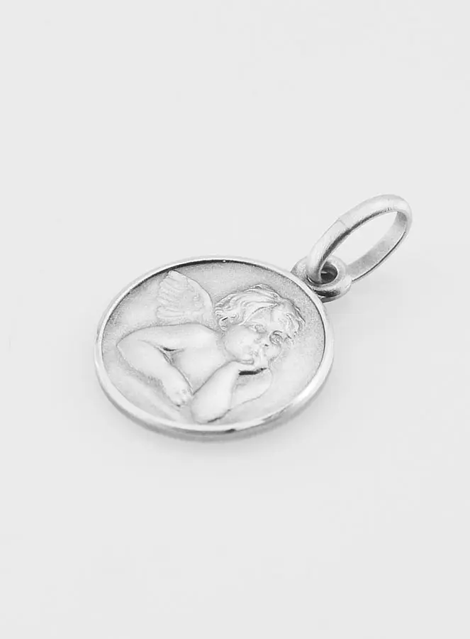Zilveren Doop Medaille 12mm - Bescherm Engel (pic 3)