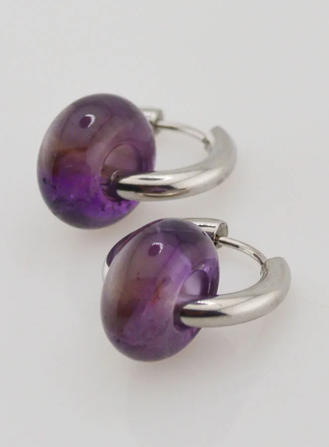 Creolen Oorbellen - Amethist Ring Hanger (pic 4)