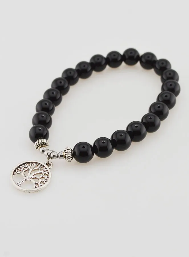 Religieuze Armband van Zwarte Agaat Edelsteen - Levensboom (pic 3)