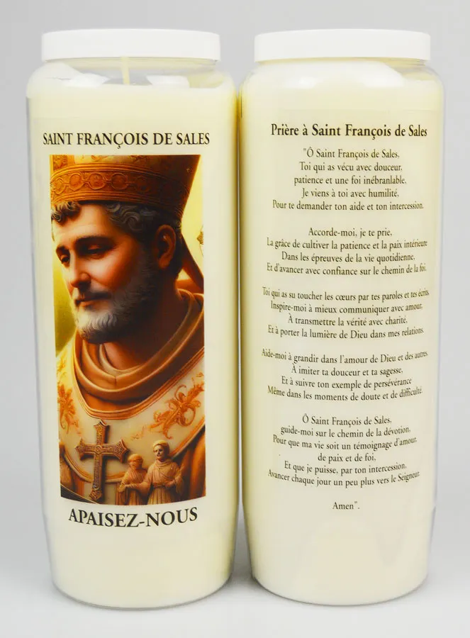 Noveenkaars Heilige Franciscus van Sales + Gebed op de achterkant (pic 1)