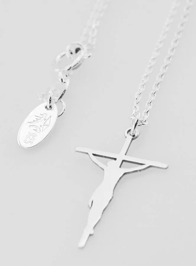 Religieuze Ketting met Silhouet Kruis Hanger - 925 Sterling Zilver (pic 1)