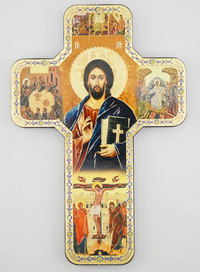 Houten Icoon Kruis Jezus Pantocrator - 18 cm (pic 1)