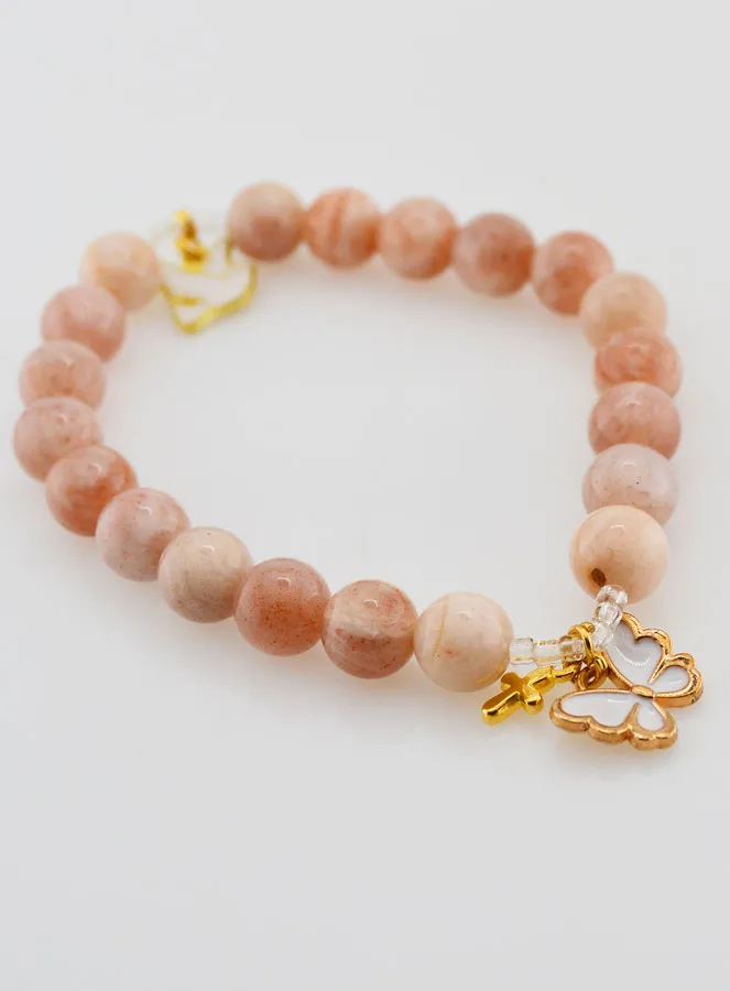 Religieuze Armband van Zonnesteen - Heilige Geest en Vlinder (pic 4)