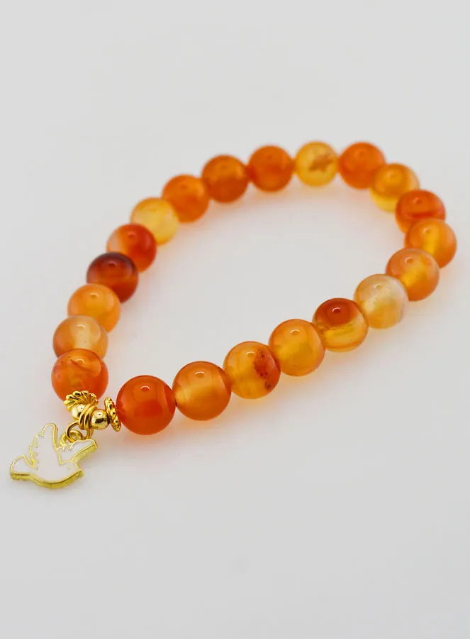Religieuze Armband van Carneool Edelsteen - Vredesduif (pic 4)