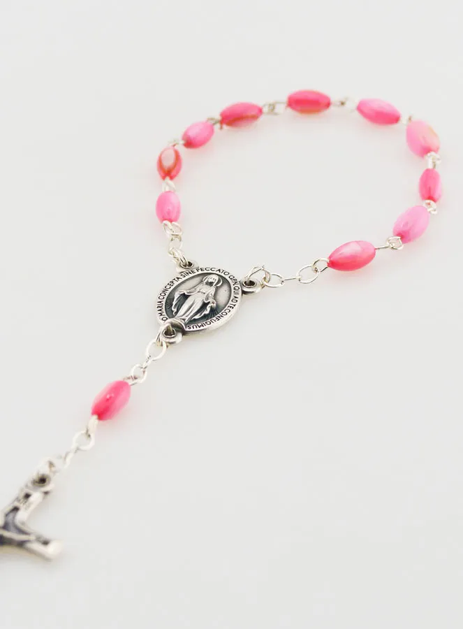 Parelmoer Rozenkrans Tientje Maria Wonderdadige - Roze (pic 4)
