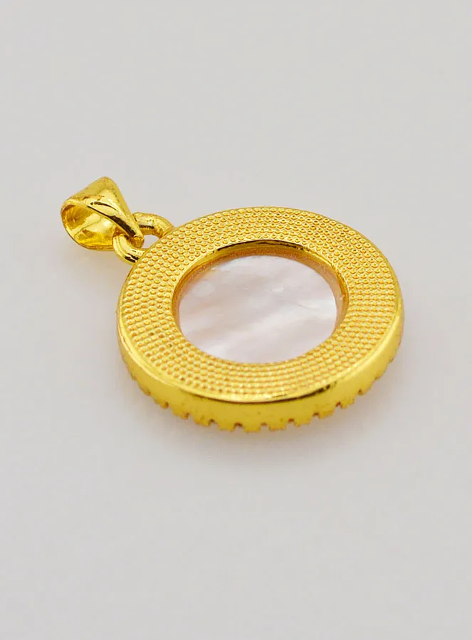 Goudkleurige Medaille met Parelmoer en Kruis van Heilige Benedictus - 22 mm (pic 4)
