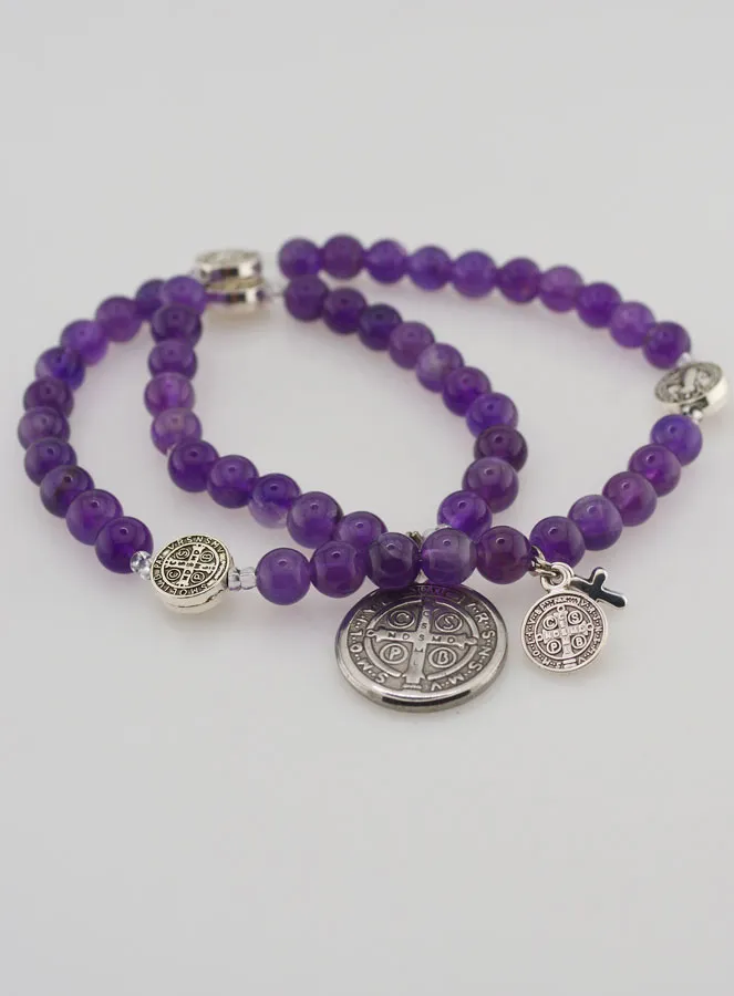 Rozenkrans van Amethist Stenen 6mm - Heilige Benedictus (pic 3)