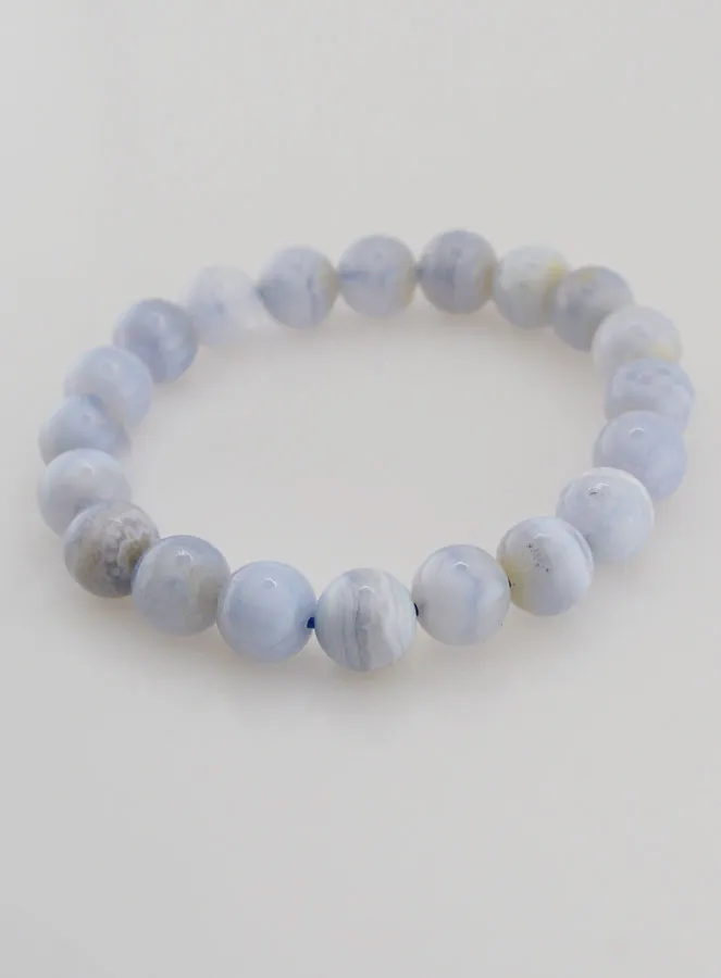 Edelsteen Armband Chalcedoon Blauw Gestreept - 10mm (pic 4)