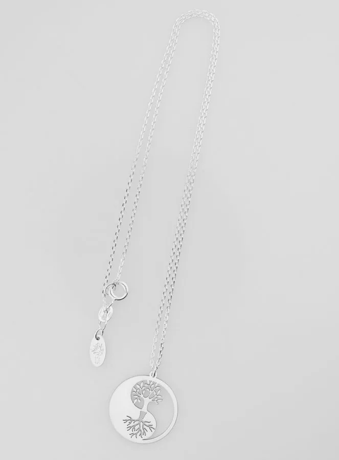Religieus Zilveren Collier - Levensboom Yin & Yang (pic 2)
