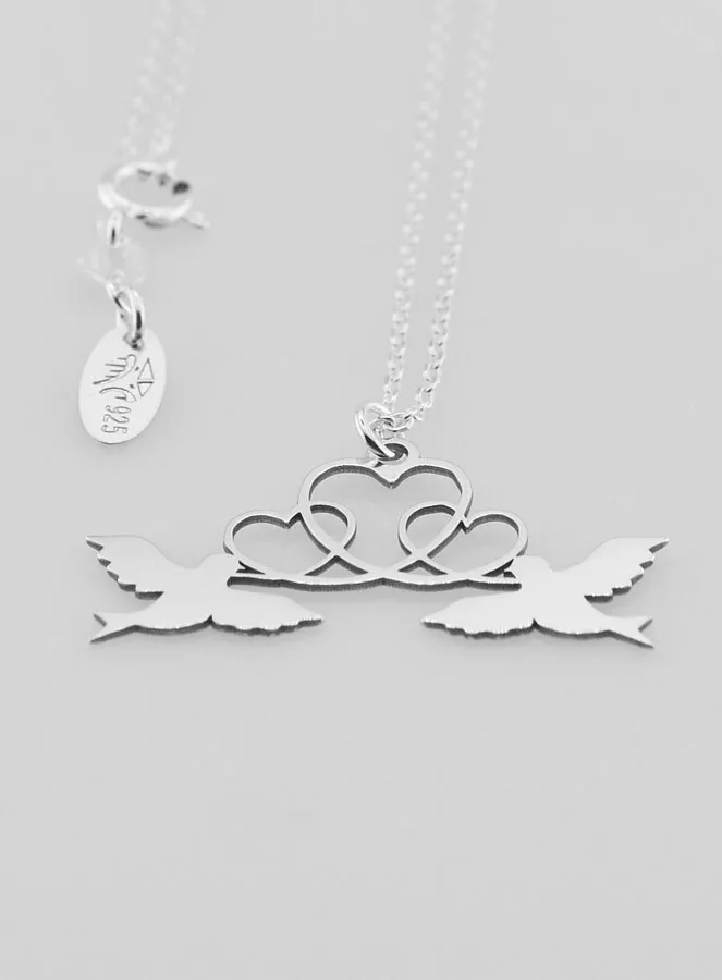 Religieus Collier Duiven en Harten - 925 Zilver (pic 3)