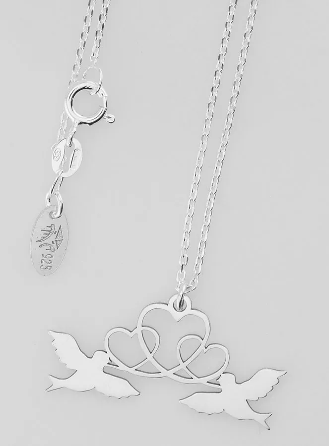 Religieus Collier Duiven en Harten - 925 Zilver (pic 4)