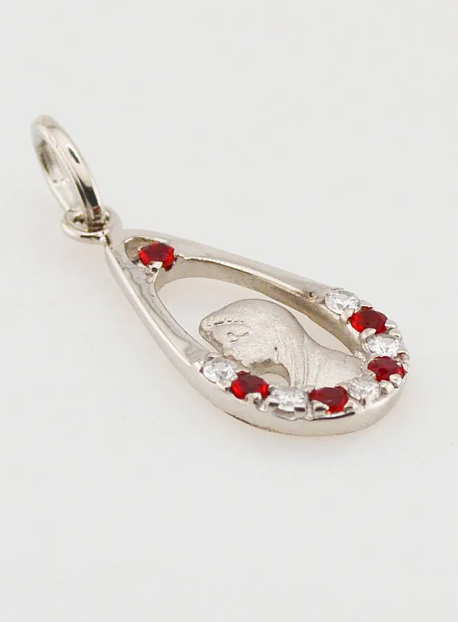 Druppelhanger Maagd Maria - Zilver en Rood Zirkonium (pic 3)