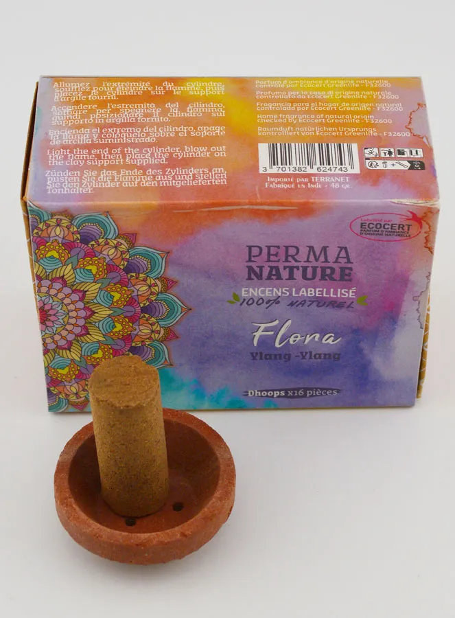 Wierook Ylang Ylang Ecocert - Set Dhoop + Wierookvat (pic 2)