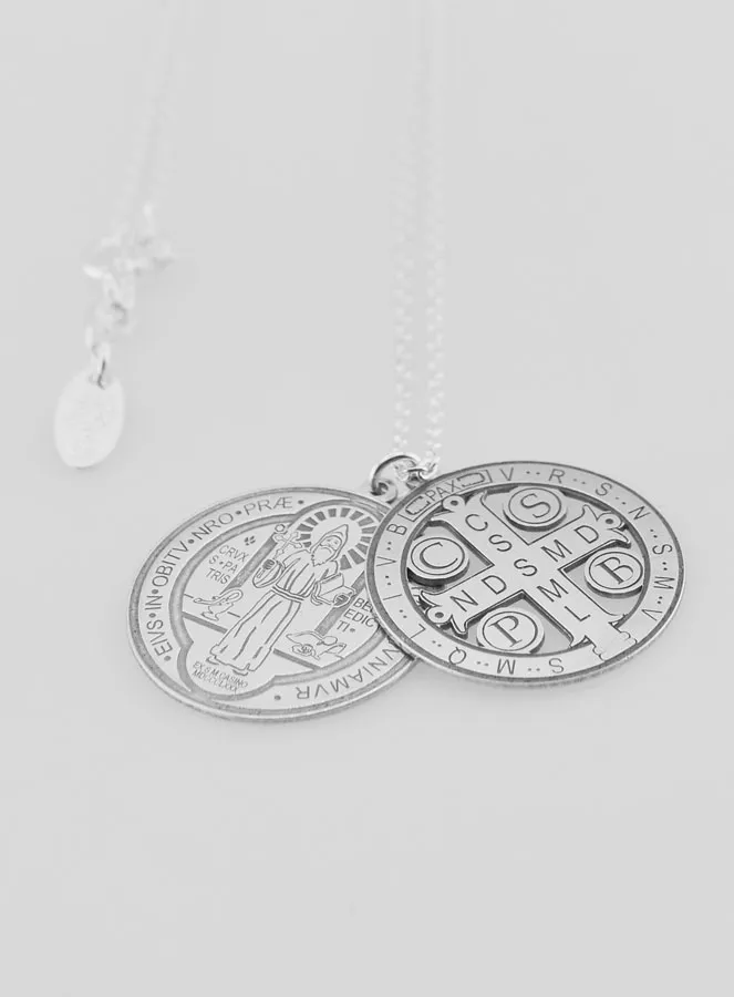 Zilveren Religieus Collier Heilige Benedictus 20mm (pic 3)
