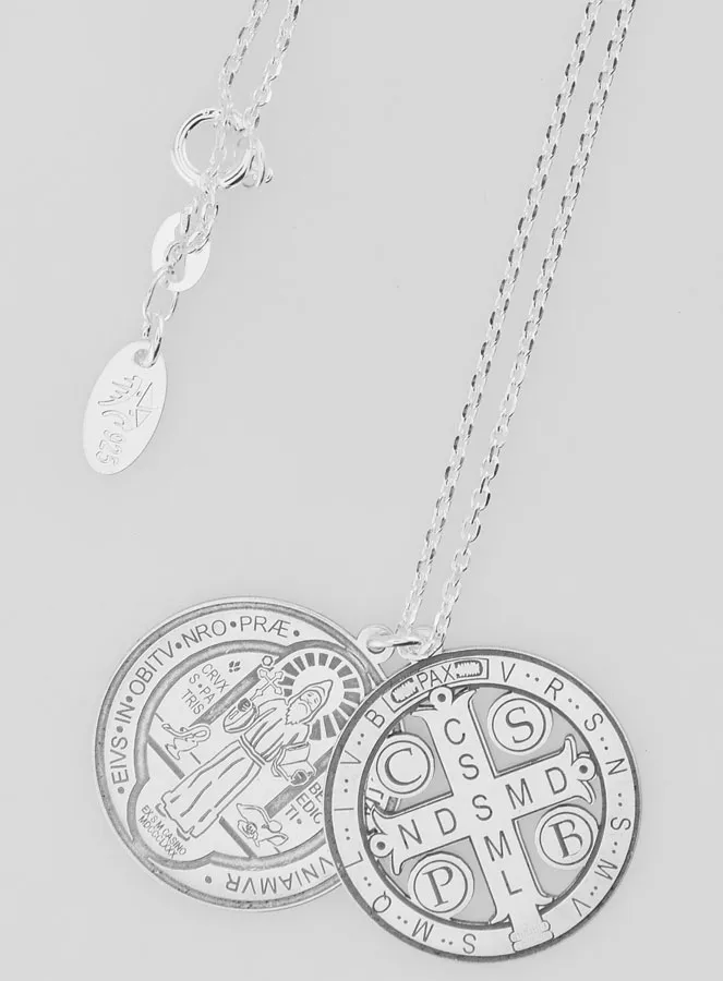 Zilveren Religieus Collier Heilige Benedictus 20mm (pic 4)