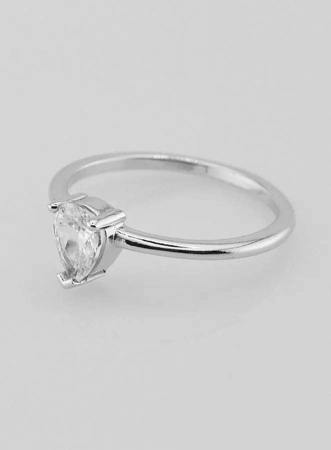 Solitaire Druppel Ring Zilver en Zirkoon - Maat 54 (pic 2)