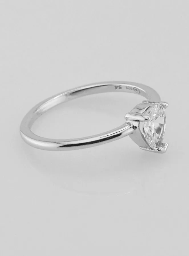 Solitaire Druppel Ring Zilver en Zirkoon - Maat 54 (pic 3)